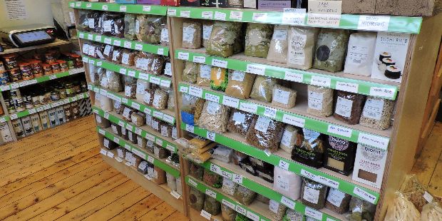 We also bag-up the bulk wholefoods into compostable cellophane bags